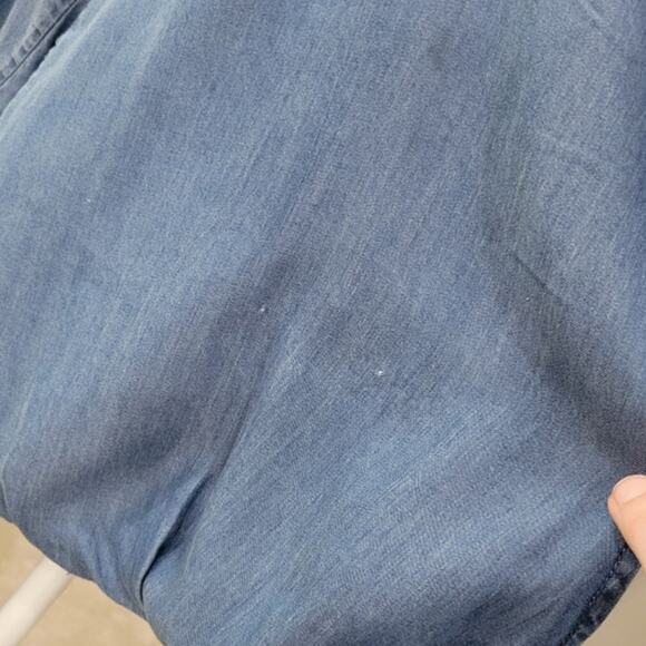 Michael Kors Chambray Blouse Top Women's Small Blue Lyocell Surplice Crossover - Picture 9 of 9